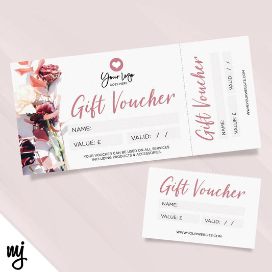 Custom Printed Gift Vouchers | Perforated | Floral Pink Feminine Flower 05