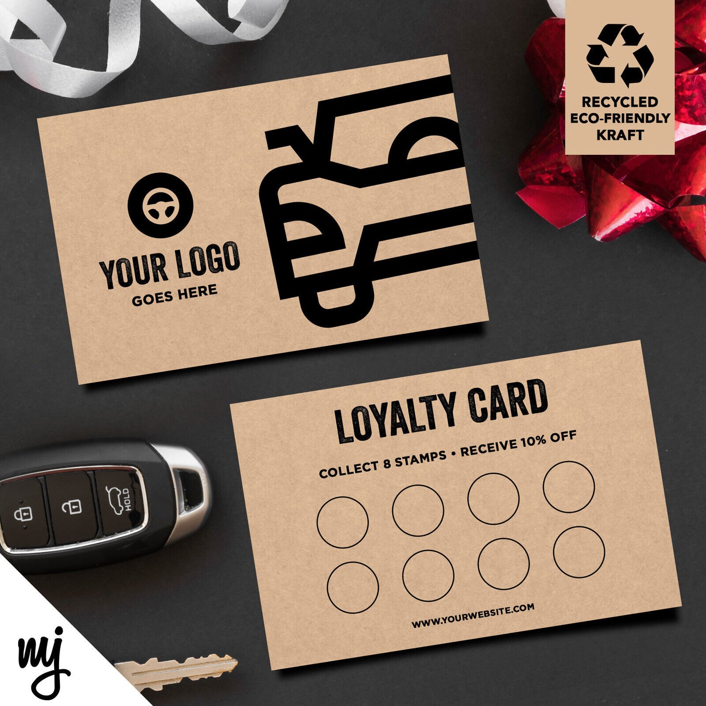 Kraft Loyalty Cards Eco Recyclable | Car Vehicle Valet Showroom Auto Driving 01