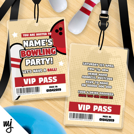 Bowling Party Vip Passes & Lanyards