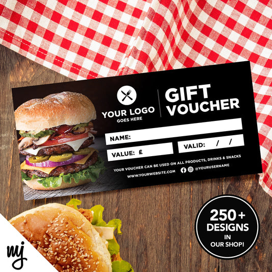 Custom Printed Business Gift Vouchers | Food Restaurant Takeaway Burger 04