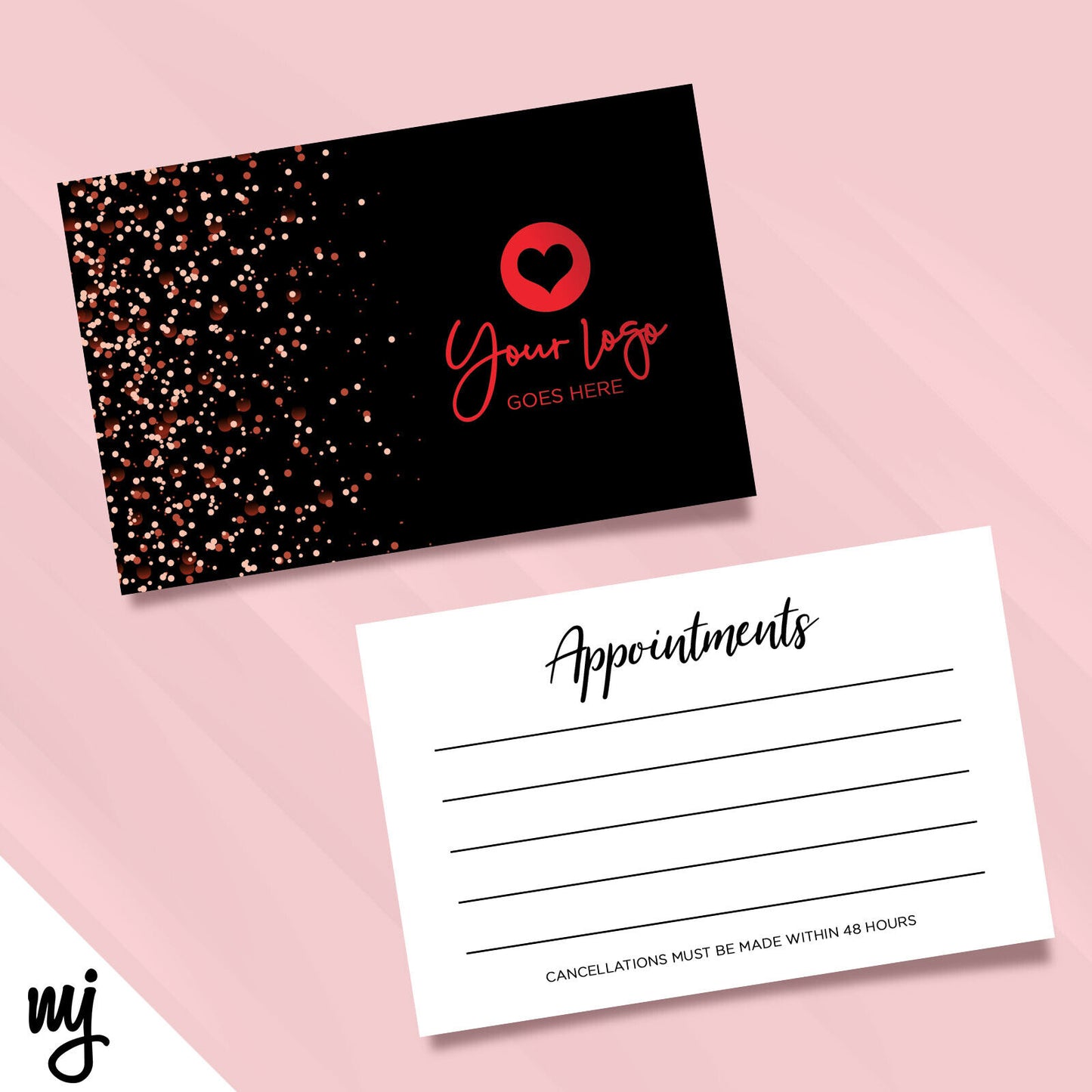 Black Red Glitter Appointment Cards