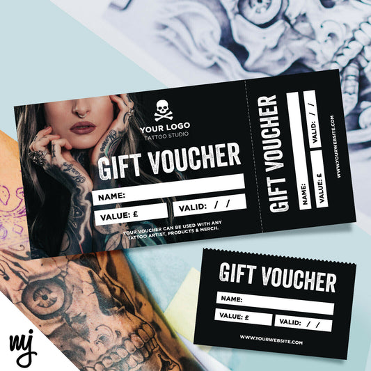 Custom Printed Gift Vouchers | Perforated | Tattoo Artist Shop Studio Ink Tat 01