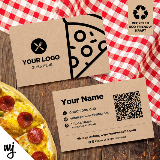 Kraft Business Cards Eco Recyclable | Fast Food Restaurant Takeaway Pizza 02