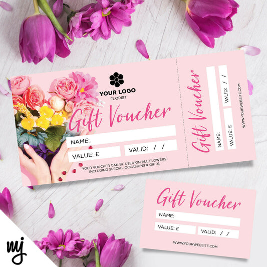 Custom Printed Gift Vouchers | Perforated | Florist Flowers Floral Bouquet 01